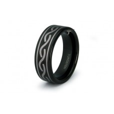 Black Tungsten Carbide Ring w/ Laser Engrave 8mm